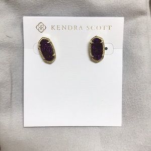 Kendra Scott Ellie purple druzy stud earrings